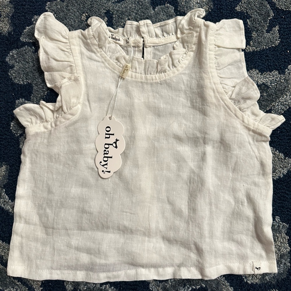 Oh Baby! Lola Washed Linen Top- Oyster